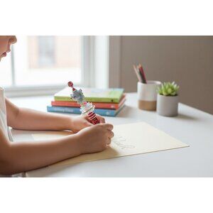 Handcrafted Elephant-Themed Decorative Pen With Red Crystal Accents For Writing